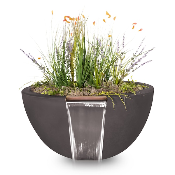The Outdoor Plus 30 Round Luna Planter & Water Bowl - GFRC Concrete - Chestnut - OPT-LUNPW30-CST - main
